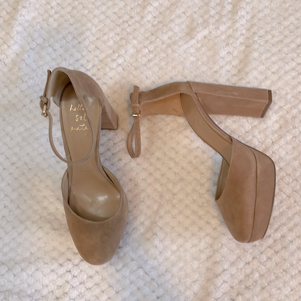 Banana Republic nude suede platform block heels